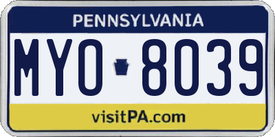 PA license plate MYO8039