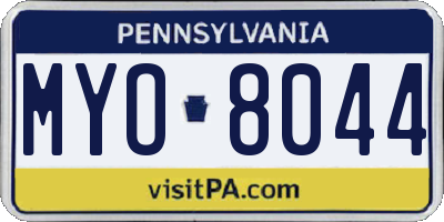 PA license plate MYO8044