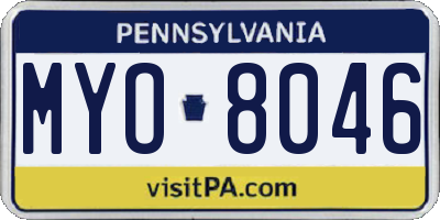 PA license plate MYO8046