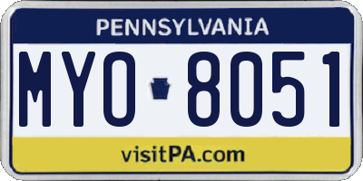 PA license plate MYO8051