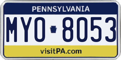 PA license plate MYO8053