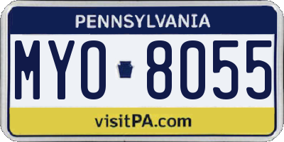 PA license plate MYO8055