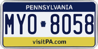PA license plate MYO8058