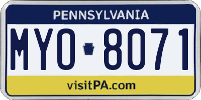 PA license plate MYO8071