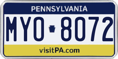 PA license plate MYO8072