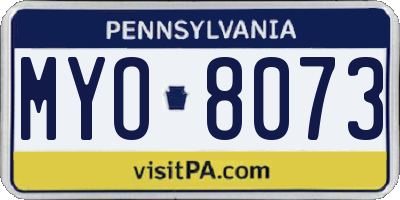 PA license plate MYO8073