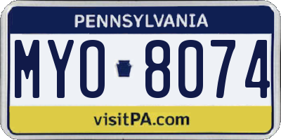 PA license plate MYO8074