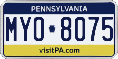 PA license plate MYO8075
