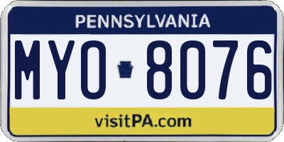 PA license plate MYO8076