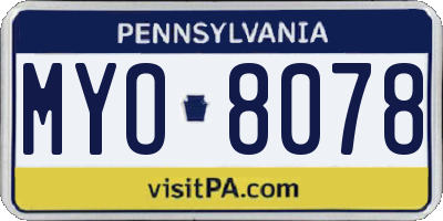 PA license plate MYO8078