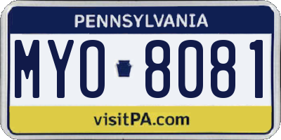 PA license plate MYO8081