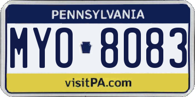 PA license plate MYO8083