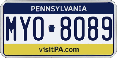 PA license plate MYO8089
