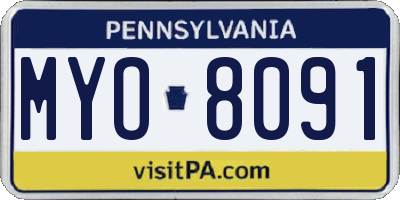 PA license plate MYO8091