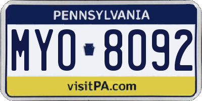 PA license plate MYO8092