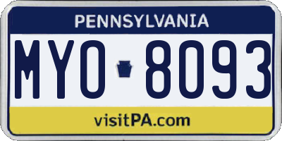 PA license plate MYO8093