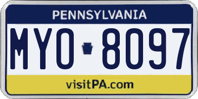 PA license plate MYO8097
