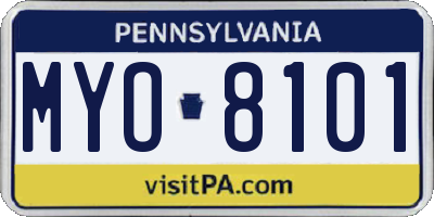 PA license plate MYO8101