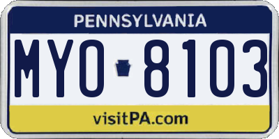 PA license plate MYO8103