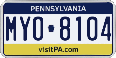 PA license plate MYO8104