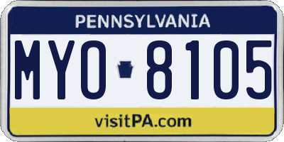 PA license plate MYO8105