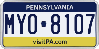 PA license plate MYO8107