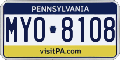 PA license plate MYO8108
