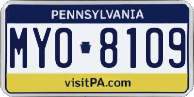 PA license plate MYO8109