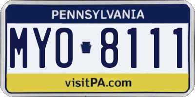PA license plate MYO8111