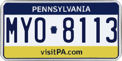 PA license plate MYO8113