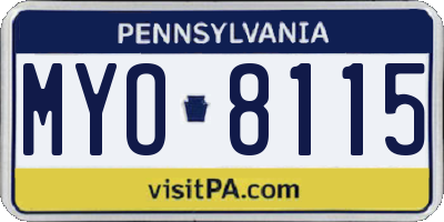 PA license plate MYO8115
