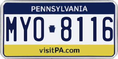 PA license plate MYO8116