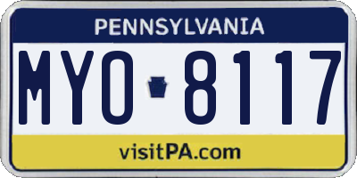 PA license plate MYO8117