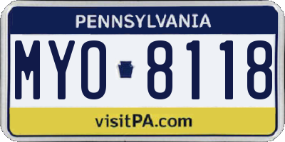 PA license plate MYO8118