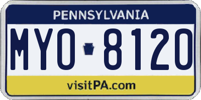 PA license plate MYO8120