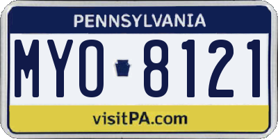 PA license plate MYO8121