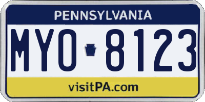PA license plate MYO8123