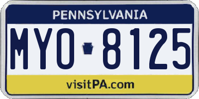 PA license plate MYO8125