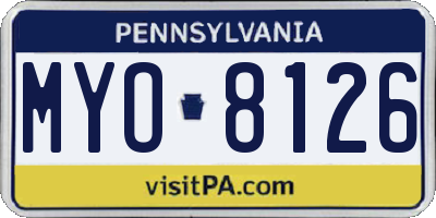 PA license plate MYO8126