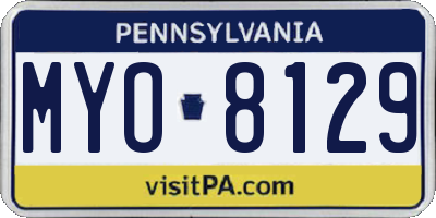 PA license plate MYO8129