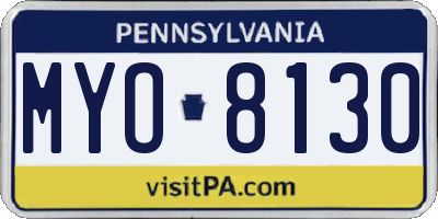 PA license plate MYO8130
