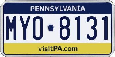 PA license plate MYO8131