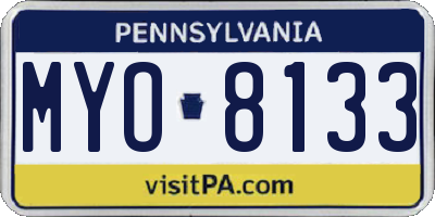 PA license plate MYO8133