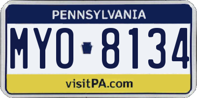 PA license plate MYO8134