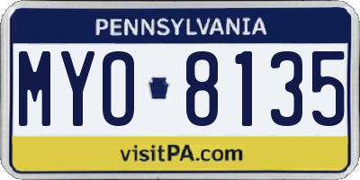 PA license plate MYO8135
