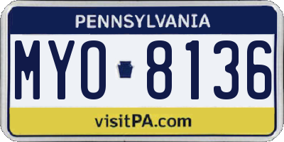 PA license plate MYO8136