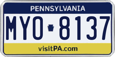 PA license plate MYO8137