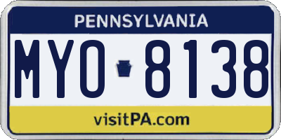 PA license plate MYO8138