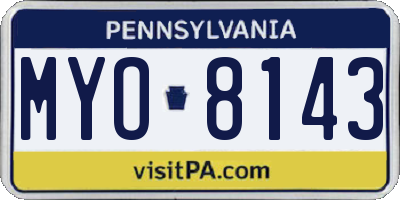 PA license plate MYO8143
