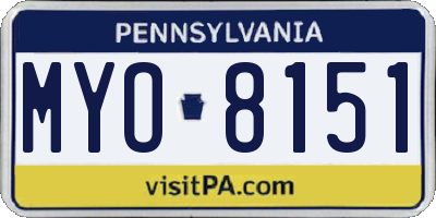PA license plate MYO8151